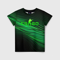 Футболка детская CSGO green lines logo, цвет: 3D-принт