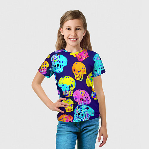Детская футболка Паттерн из черепов - поп-арт - иллюзия / 3D-принт – фото 5