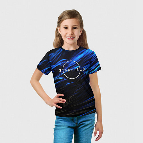 Детская футболка Starfield logo blue background / 3D-принт – фото 5
