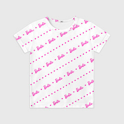 Футболка детская Барби паттерн - логотип и сердечки, цвет: 3D-принт
