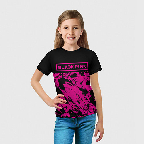 Детская футболка Black pink - emblem - pattern - music / 3D-принт – фото 5