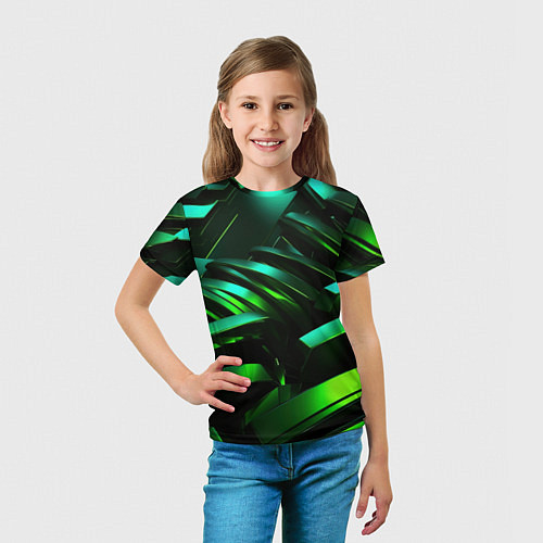Детская футболка Dark green abstract / 3D-принт – фото 5