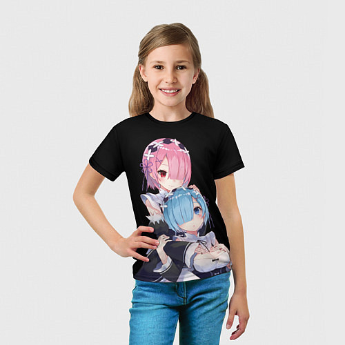Детская футболка Re: zero - близняшки горничные / 3D-принт – фото 5