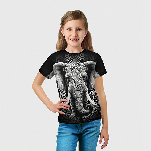 Детская футболка Индийский слон с узорами / 3D-принт – фото 5