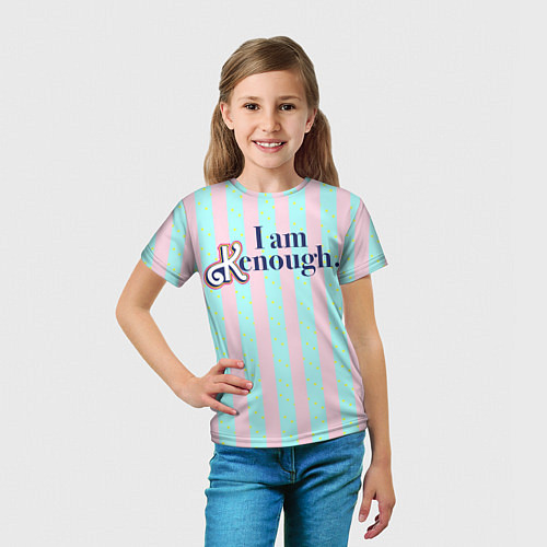 Детская футболка I am Kenough - фраза и костюм Кена в полоску / 3D-принт – фото 5