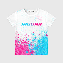 Футболка детская Jaguar neon gradient style: символ сверху, цвет: 3D-принт