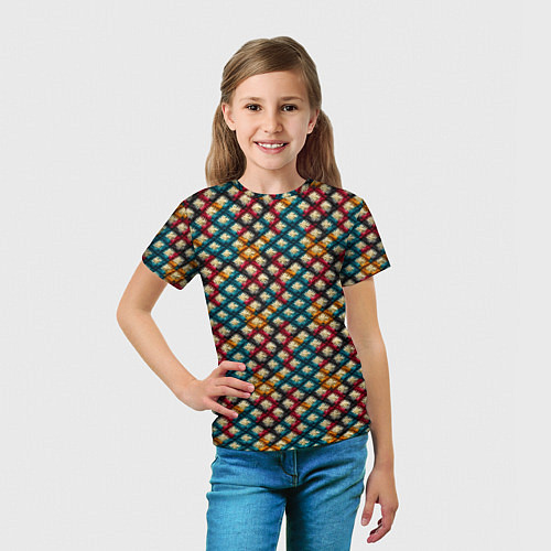 Детская футболка Вязанная цветная текстура / 3D-принт – фото 5