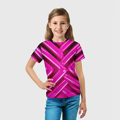 Детская футболка Розовые абстрактные трубочки / 3D-принт – фото 5