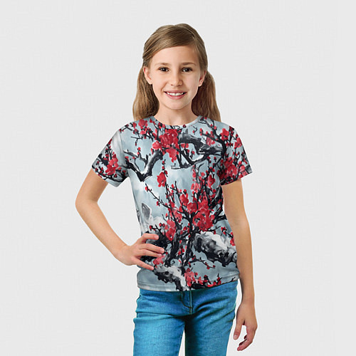 Детская футболка Лепестки цветущей вишни - сакура / 3D-принт – фото 5