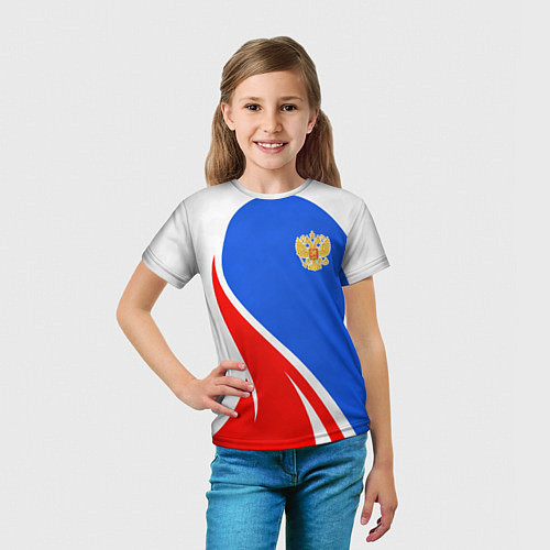 Детская футболка Герб РФ - white sport / 3D-принт – фото 5