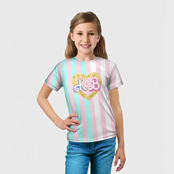 Футболка детская Кен плюс Барби: сплит розовых и голубых полосок, цвет: 3D-принт — фото 2