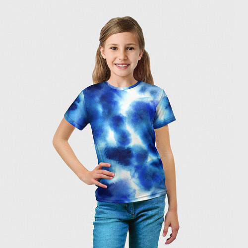 Детская футболка Акварельные абстрактные пятна напоминающие космос / 3D-принт – фото 5