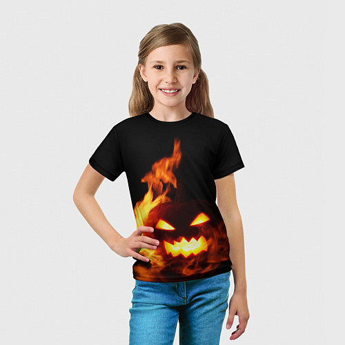 Детская футболка Тыква в огне / 3D-принт – фото 5