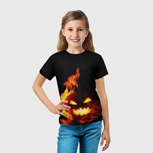 Детская футболка Тыква в огне / 3D-принт – фото 5