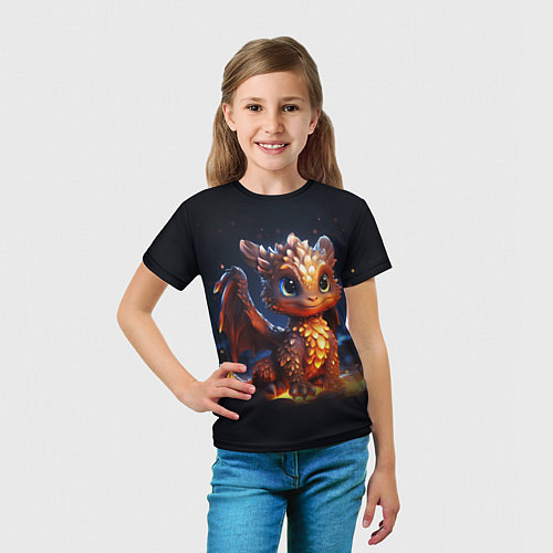 Детская футболка Котик дракоша / 3D-принт – фото 5