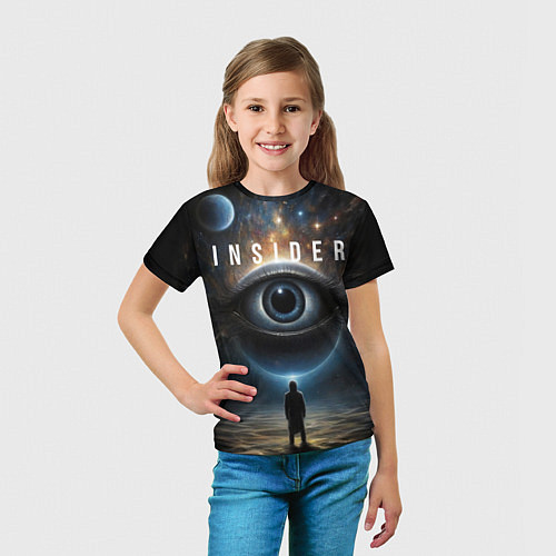 Детская футболка Инсайдер и всевидящее око на фоне звездного космос / 3D-принт – фото 5