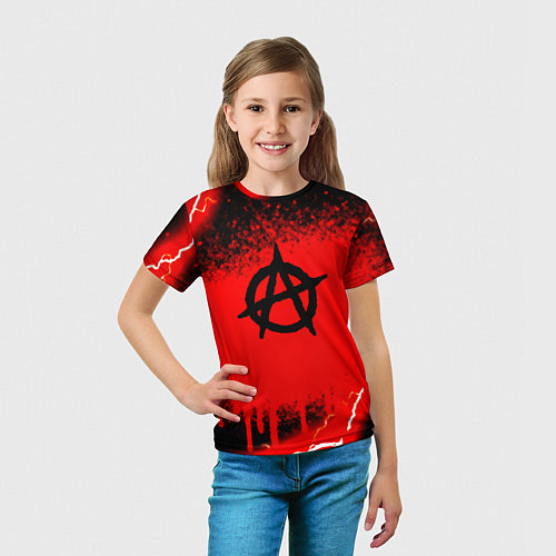 Детская футболка Анархия краски и молнии / 3D-принт – фото 5
