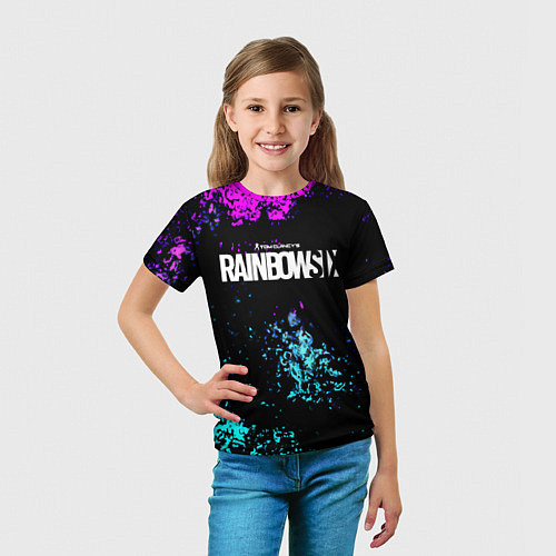 Детская футболка Rainbow six неоновые краски / 3D-принт – фото 5