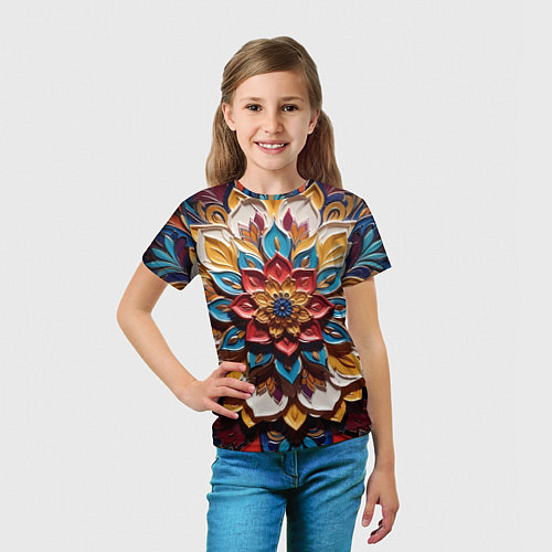 Детская футболка Цветок масляные краски / 3D-принт – фото 5