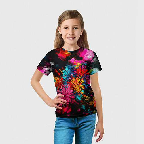 Детская футболка Краски и цветы / 3D-принт – фото 5
