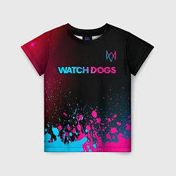 Футболка детская Watch Dogs - neon gradient: символ сверху, цвет: 3D-принт