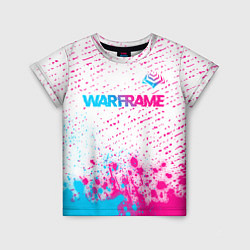 Детская футболка Warframe neon gradient style: символ сверху