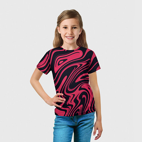 Детская футболка Абстракция чёрно-розовый / 3D-принт – фото 5