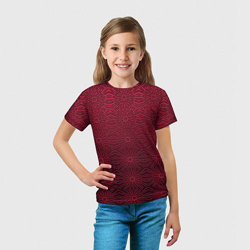Детская футболка Изысканный красный узорчатый / 3D-принт – фото 5