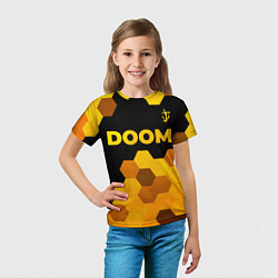 Футболка детская Doom - gold gradient: символ сверху, цвет: 3D-принт — фото 2