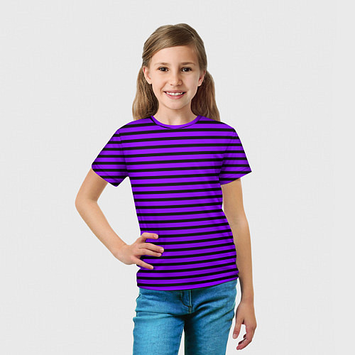 Детская футболка Фиолетовый в чёрную полоску / 3D-принт – фото 5