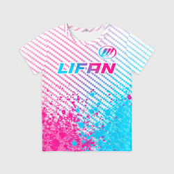 Футболка детская Lifan neon gradient style: символ сверху, цвет: 3D-принт