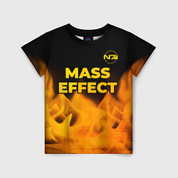 Футболка детская Mass Effect - gold gradient: символ сверху, цвет: 3D-принт