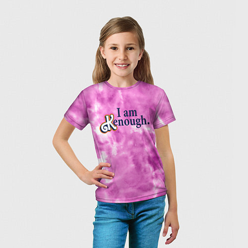Детская футболка I am kenough - розовый тай-дай / 3D-принт – фото 5