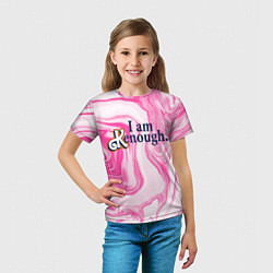 Футболка детская I am kenough - розовые разводы краски, цвет: 3D-принт — фото 2