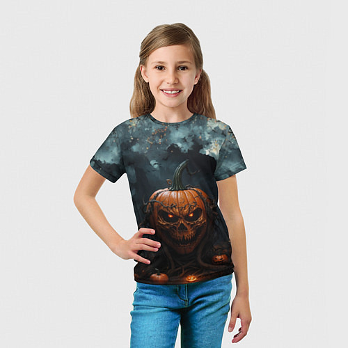 Детская футболка Весёлая хэллоуинская тыква / 3D-принт – фото 5
