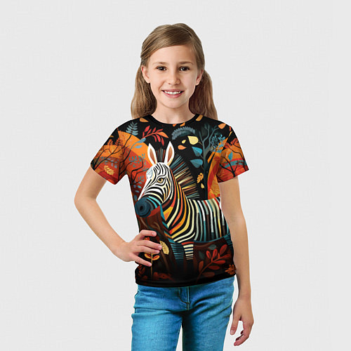 Детская футболка Зебра в стиле фолк-арт / 3D-принт – фото 5