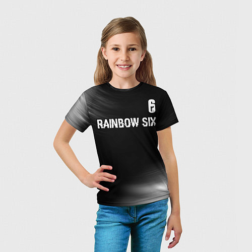 Детская футболка Rainbow Six glitch на темном фоне: символ сверху / 3D-принт – фото 5