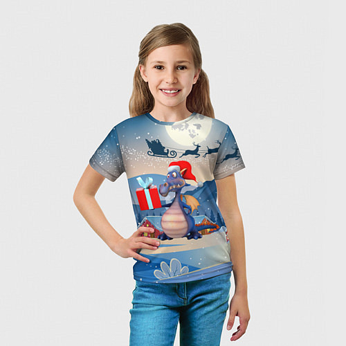 Детская футболка Новогодний дракон 2024 / 3D-принт – фото 5