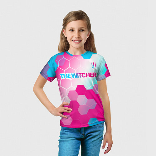 Детская футболка The Witcher neon gradient style: символ сверху / 3D-принт – фото 5