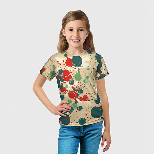 Детская футболка Яркие пятна на бежевом фоне / 3D-принт – фото 5