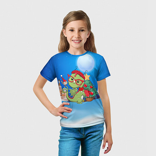 Детская футболка Дракончик в очках у елки / 3D-принт – фото 5
