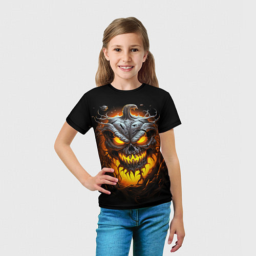 Детская футболка Halloween - зловещая тыква / 3D-принт – фото 5