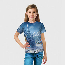 Футболка детская Новогодний домик, цвет: 3D-принт — фото 2