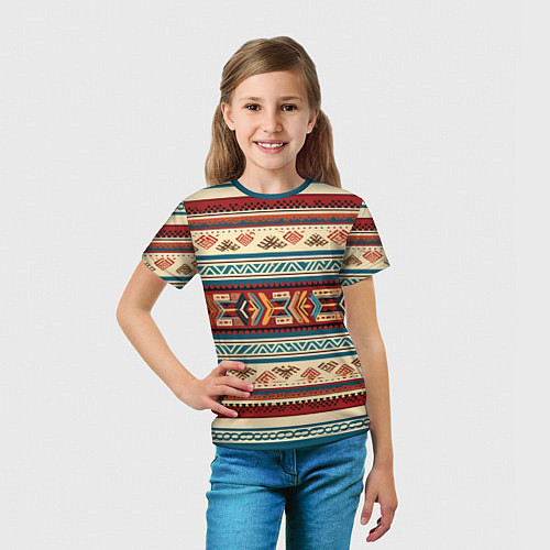 Детская футболка Этнический паттерн в горизонтальную полоску / 3D-принт – фото 5