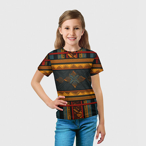 Детская футболка Этнический рисунок в полоску / 3D-принт – фото 5