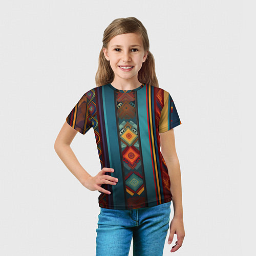 Детская футболка Этнический орнамент в вертикальную полоску / 3D-принт – фото 5