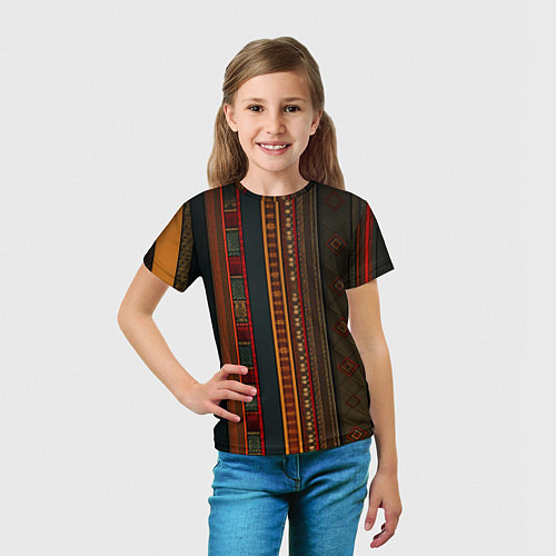Детская футболка Этнический узор в вертикальную полоску / 3D-принт – фото 5