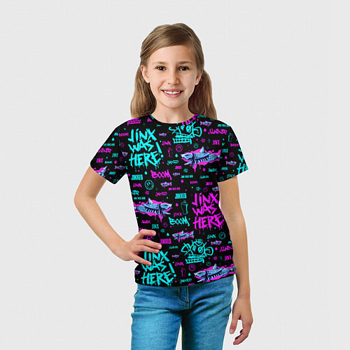 Детская футболка Jinx Arcane pattern neon / 3D-принт – фото 5