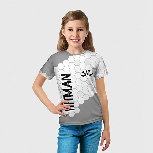 Детская футболка Hitman glitch на светлом фоне вертикально / 3D-принт – фото 5