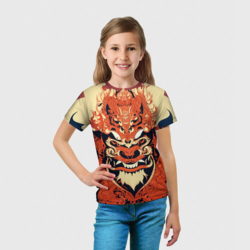 Детская футболка Баронг индонезийские узоры / 3D-принт – фото 5